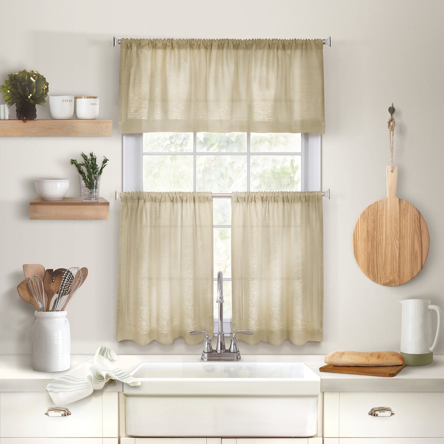 Cameron Linen Rod Pocket Kitchen Tier and Valance Collection