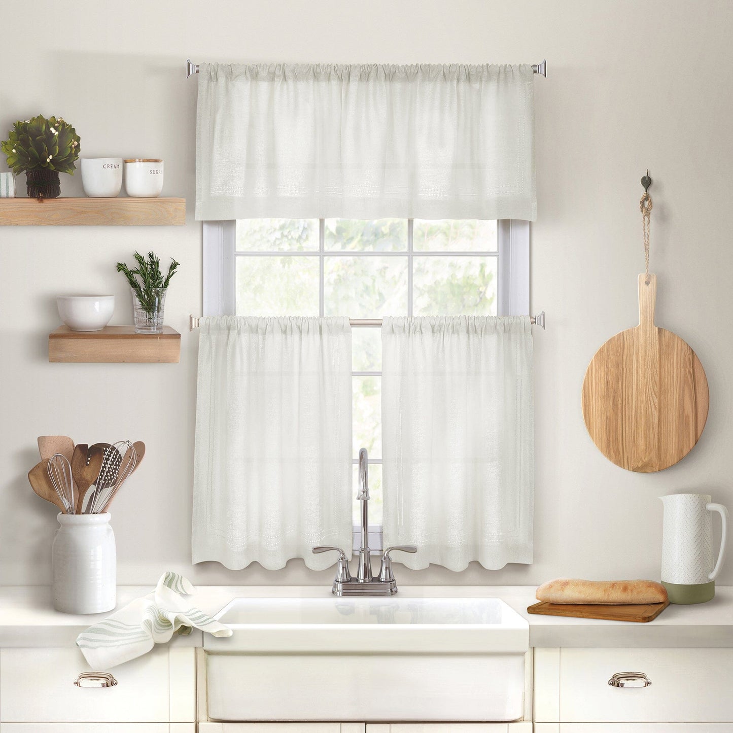 Cameron Linen Rod Pocket Kitchen Tier and Valance Collection