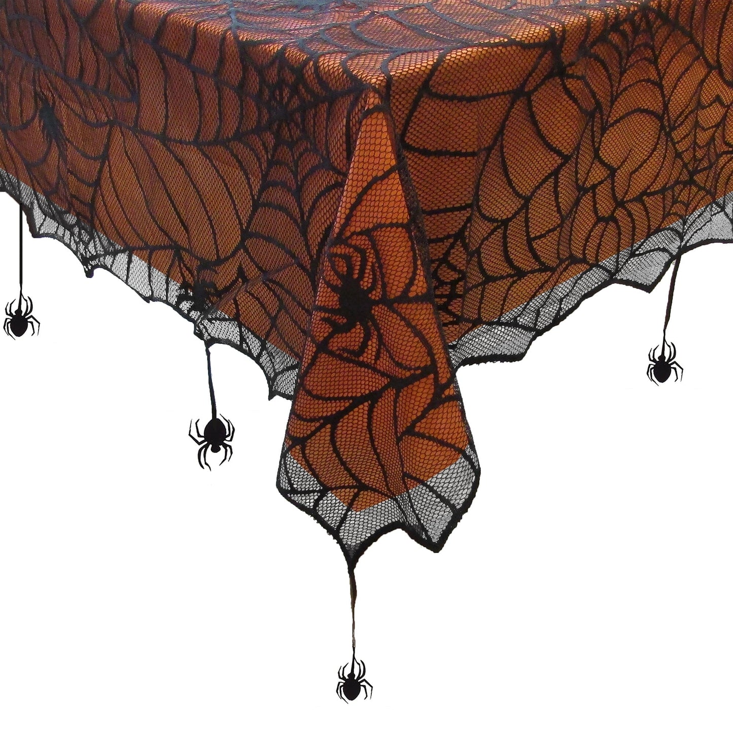 Mantel forrado de encaje de araña de Halloween gateando