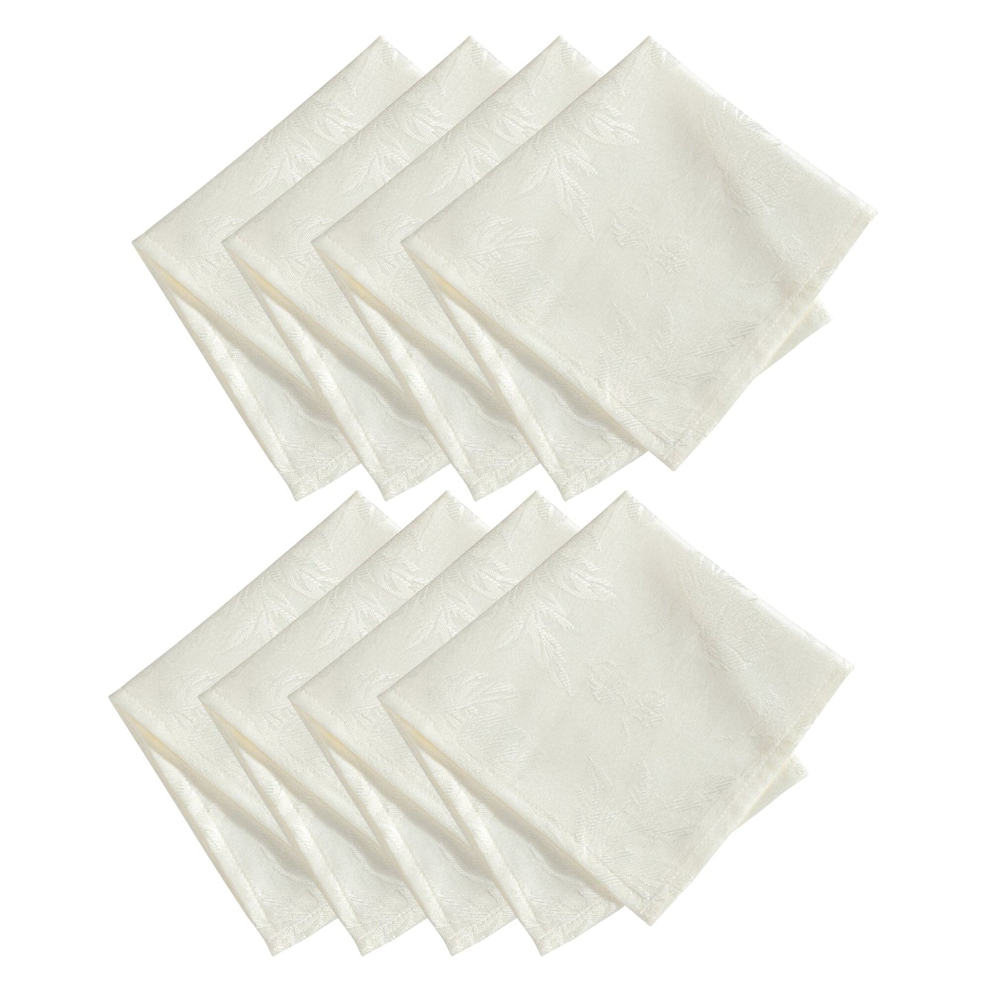 Elegant Woven Leaves Jacquard Damask Napkin, Set of 8