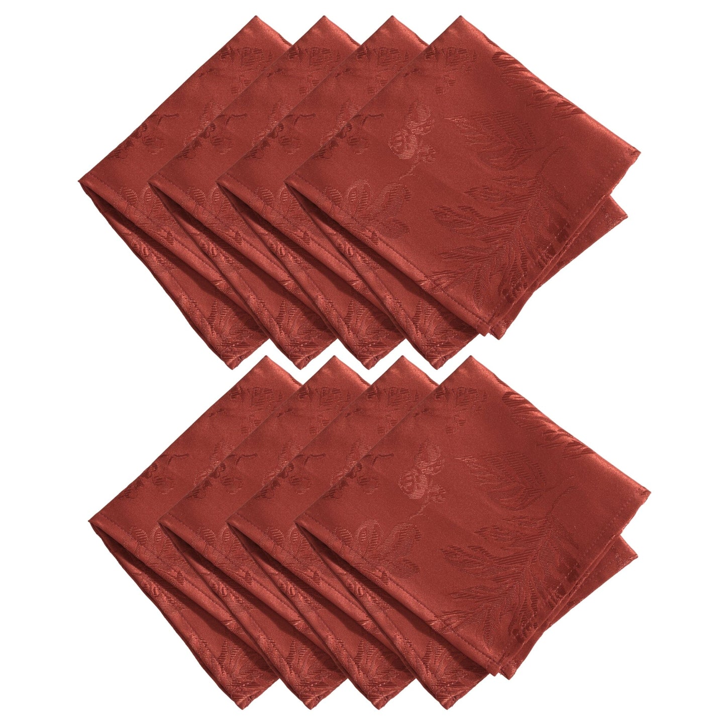Elegant Woven Leaves Jacquard Damask Napkin, Set of 8