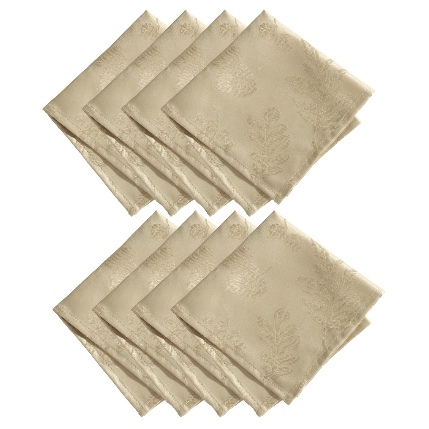 Elegant Woven Leaves Jacquard Damask Napkin, Set of 8