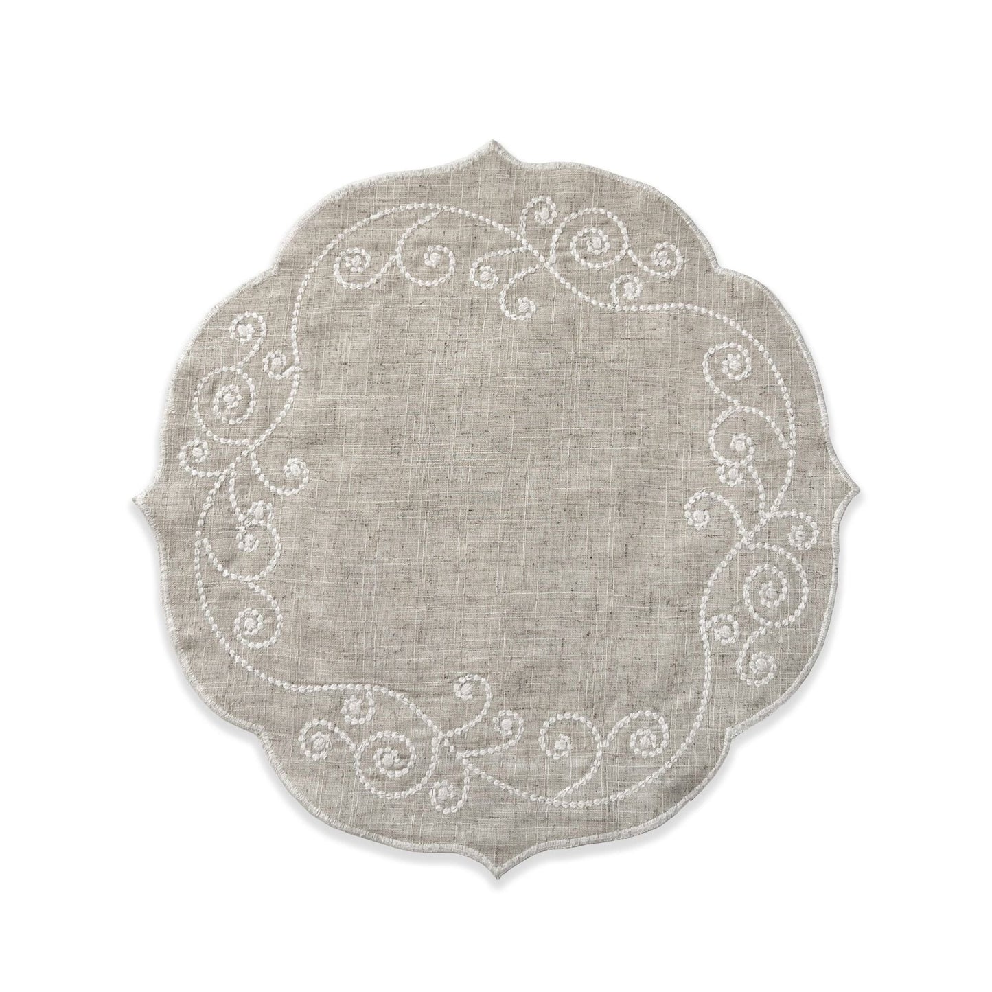 Lenox French Perle Linen Embroidered Round Placemats, Set of 4