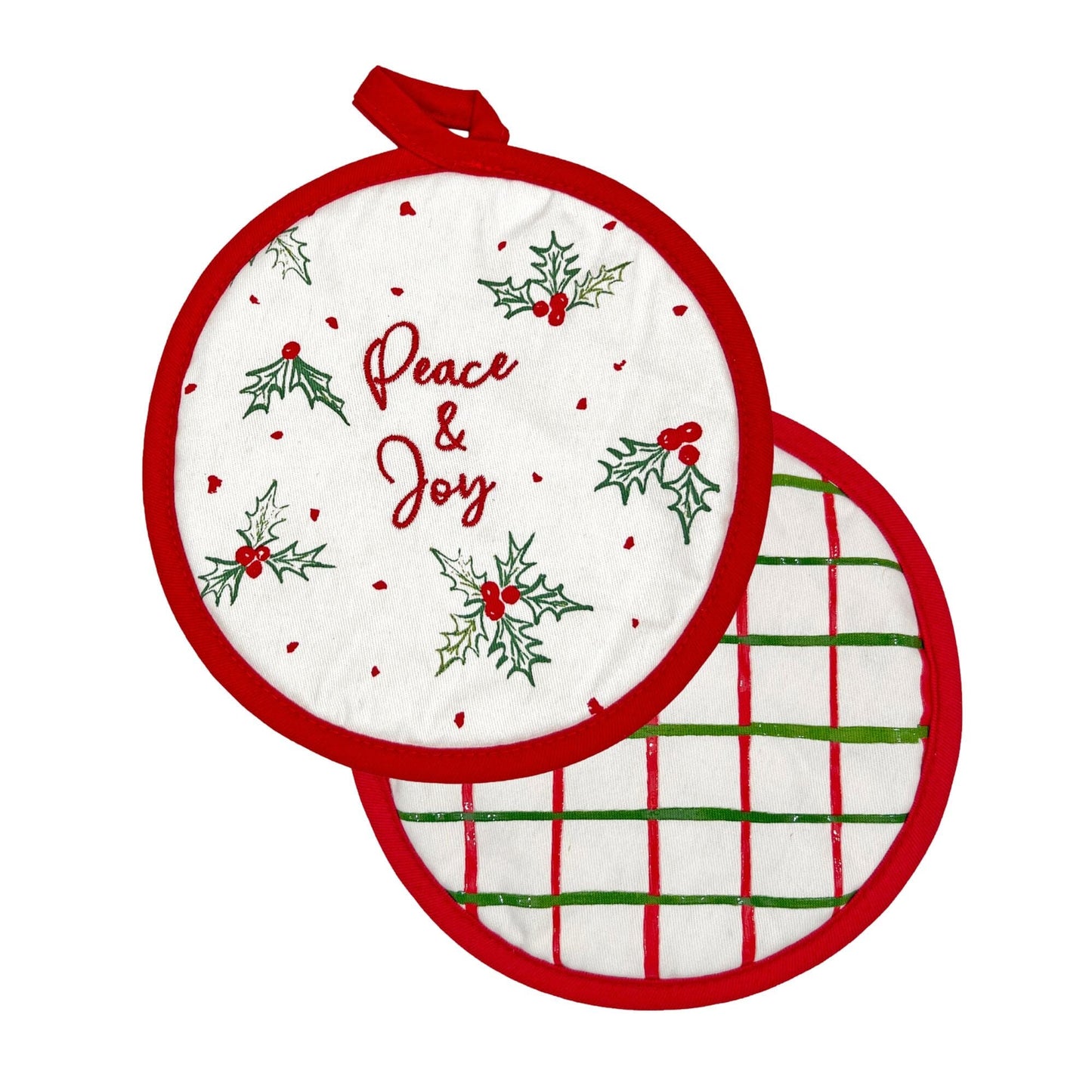 Lenox Bayberry "Peace & Joy" 2‑Piece Oven Mitt & Pot Holder Set