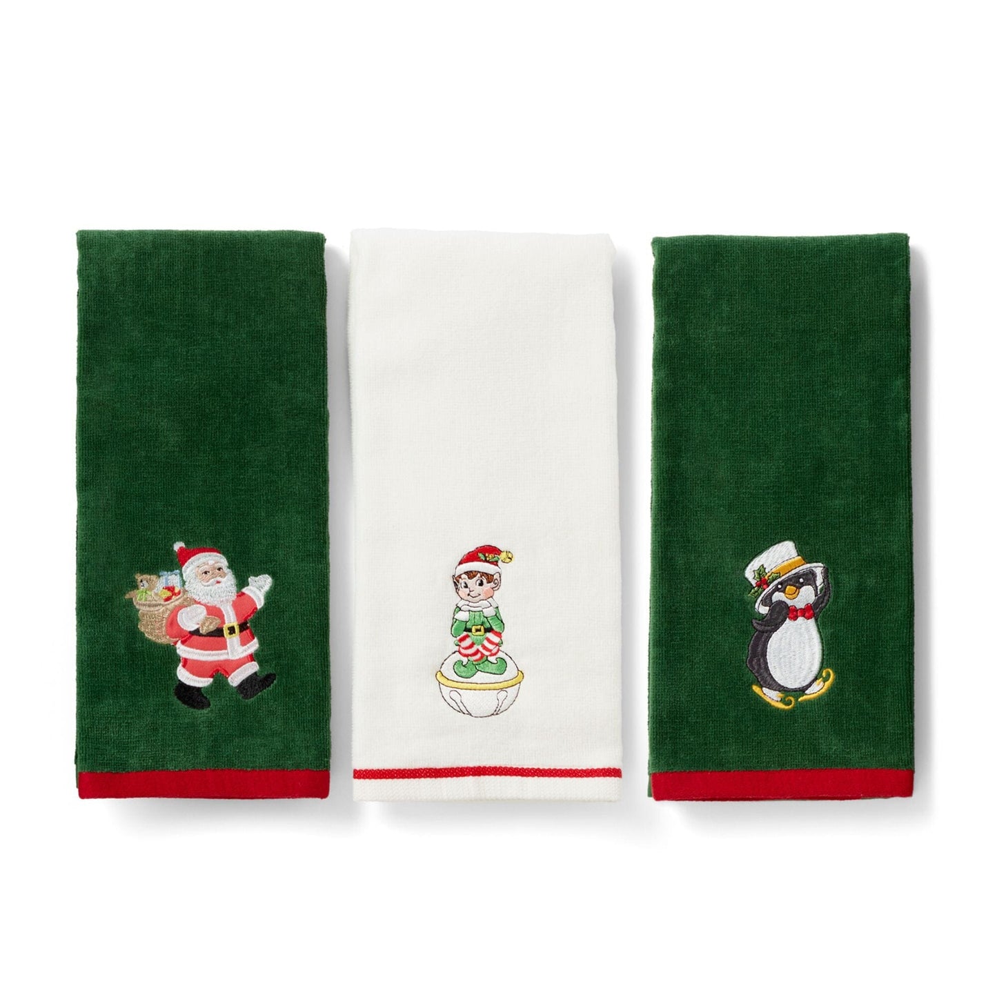 Lenox Holiday Elf, Santa & Penguin Kitchen Towels, Set of 3
