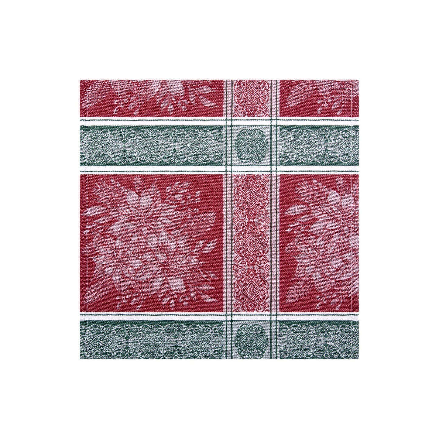Poinsettia Plaid Jacquard Napkins, Set of 8
