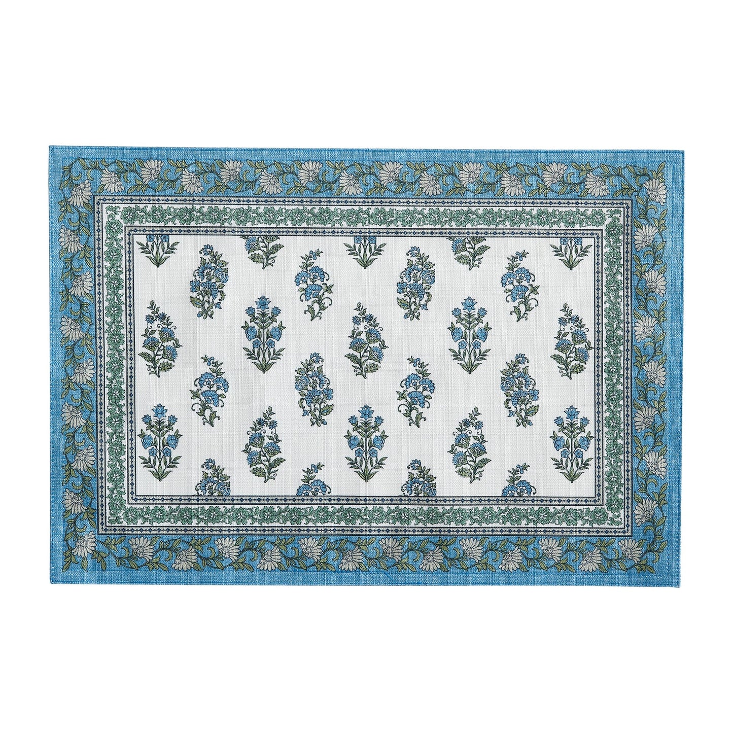 Tropez - Manteles individuales para interiores y exteriores, resistentes al agua y a las manchas, con estampado de bloques, juego de 4