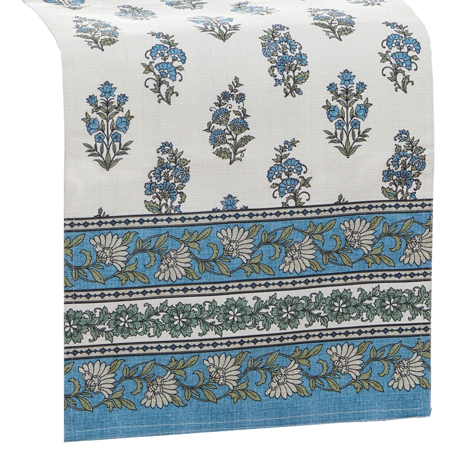 Tropez Block Print Stain & Water Resistant Indoor/Outdoor Table Runner