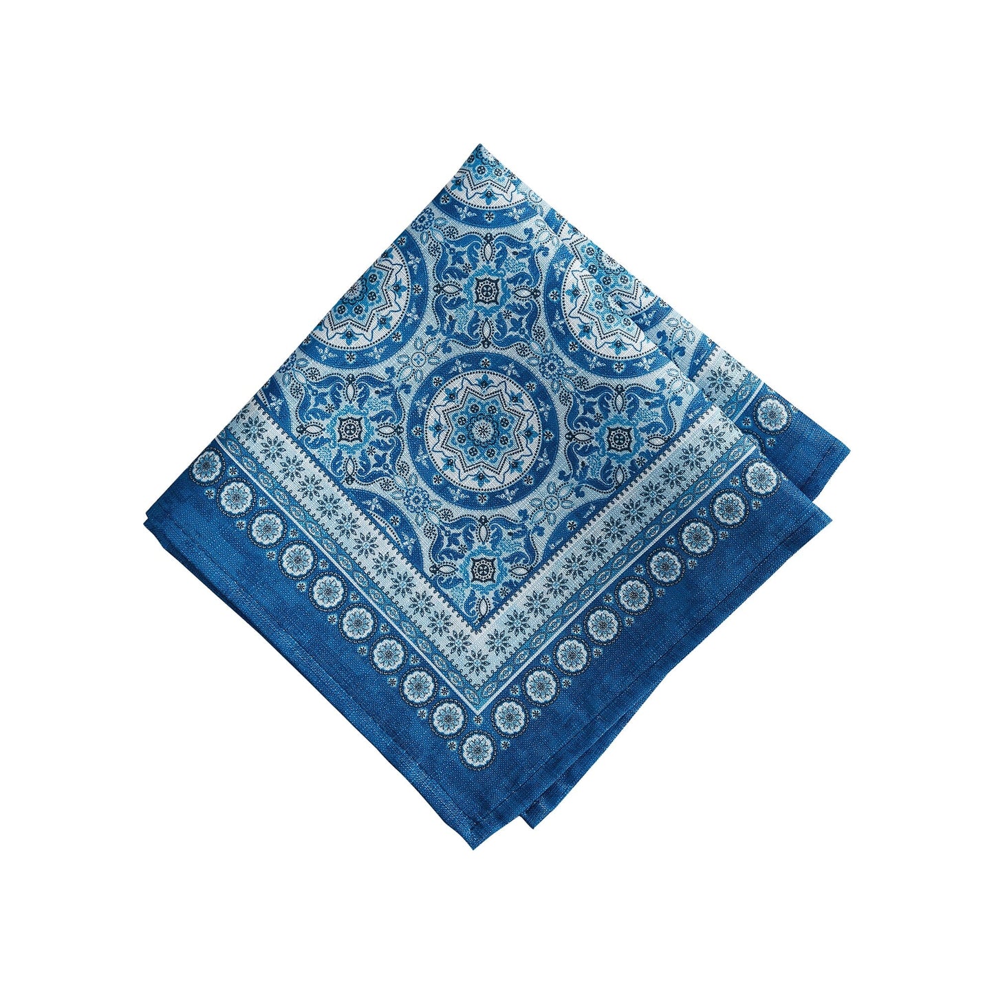 Vietri Medallion Block Print - Servilletas para interiores y exteriores, resistentes al agua y a las manchas, juego de 4
