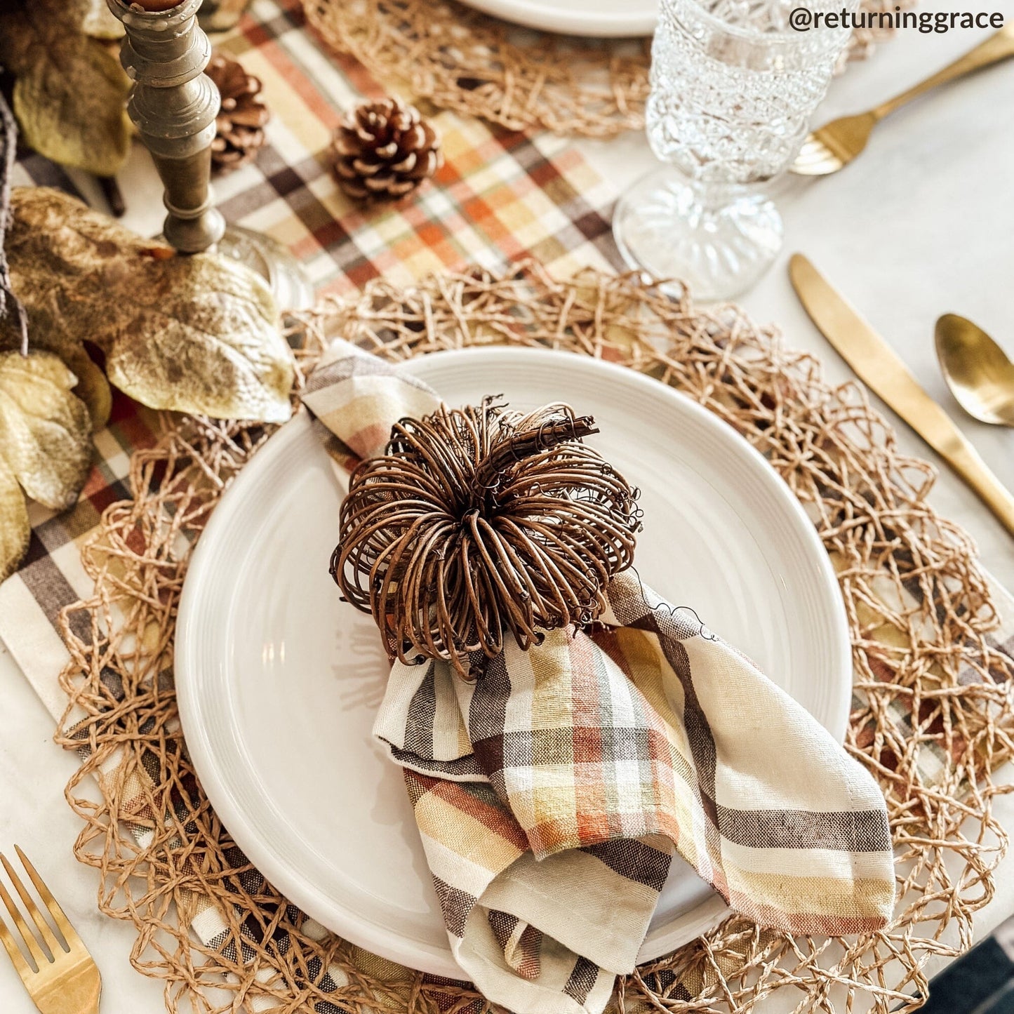 Russet Harvest Woven Plaid Napkins, Set of 8