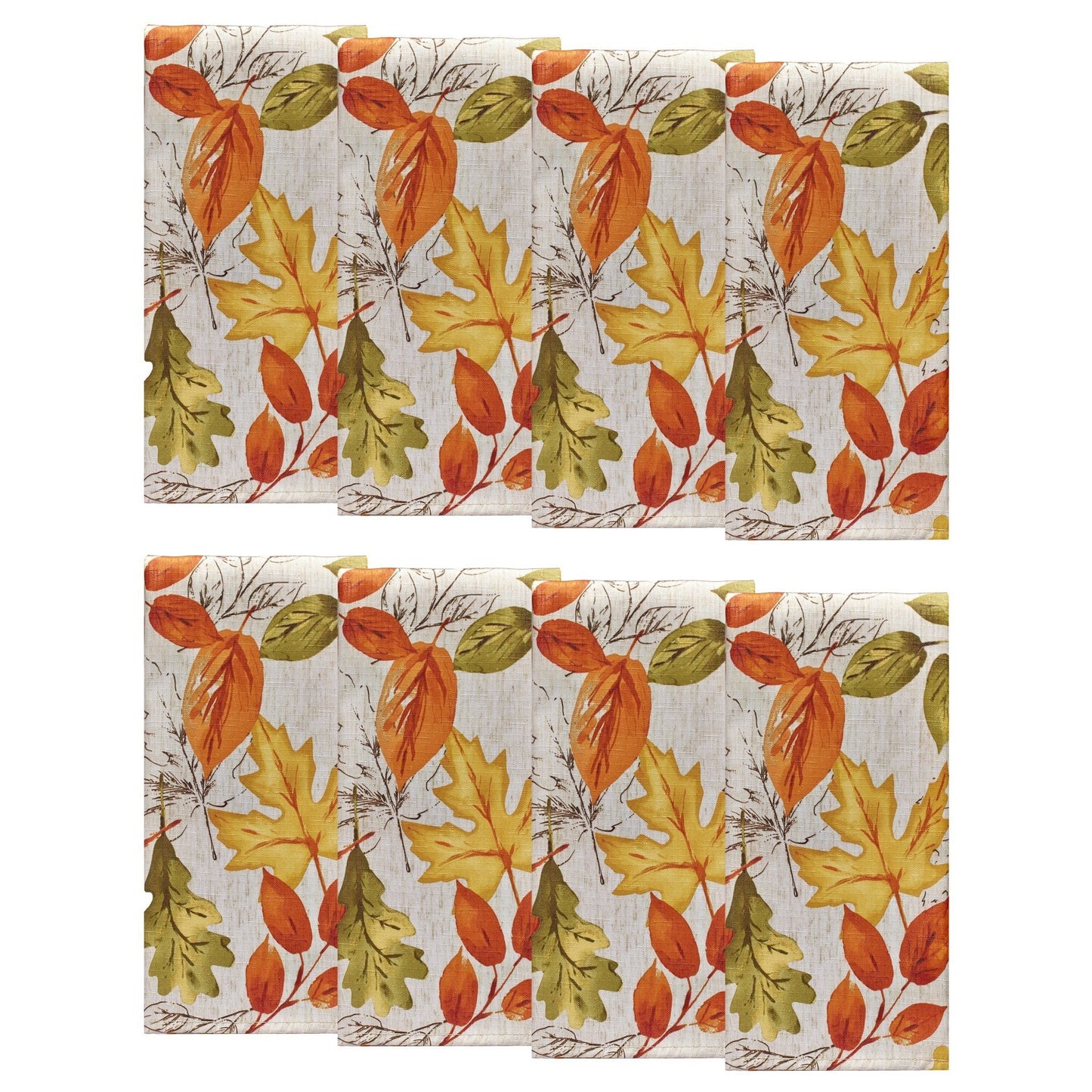 Servilletas estampadas con hojas de otoño, juego de 8