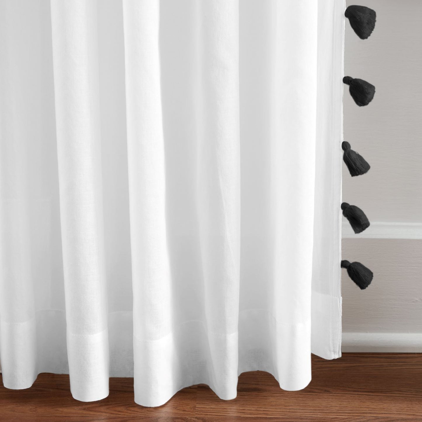 Bianca Semi-Sheer 100% Cotton Window Curtain with Tassels