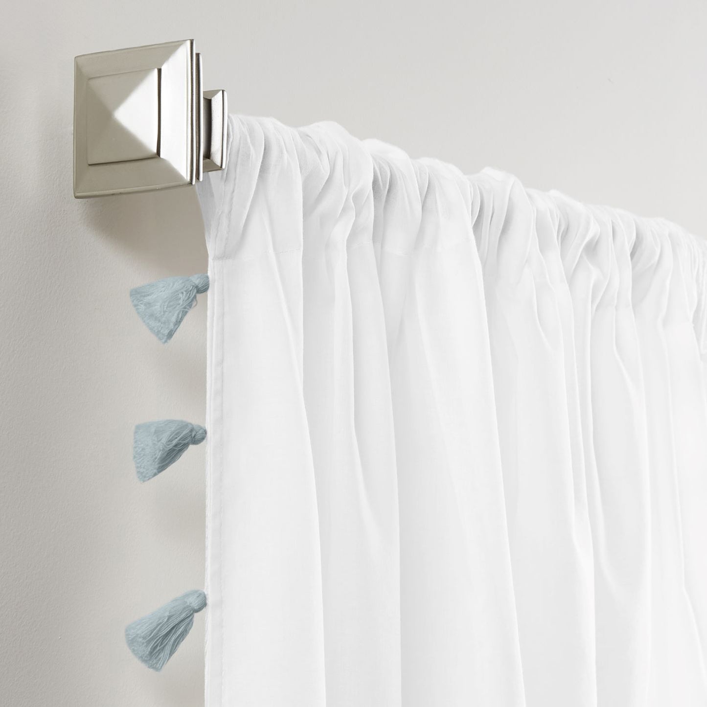 Bianca Semi-Sheer 100% Cotton Window Curtain with Tassels
