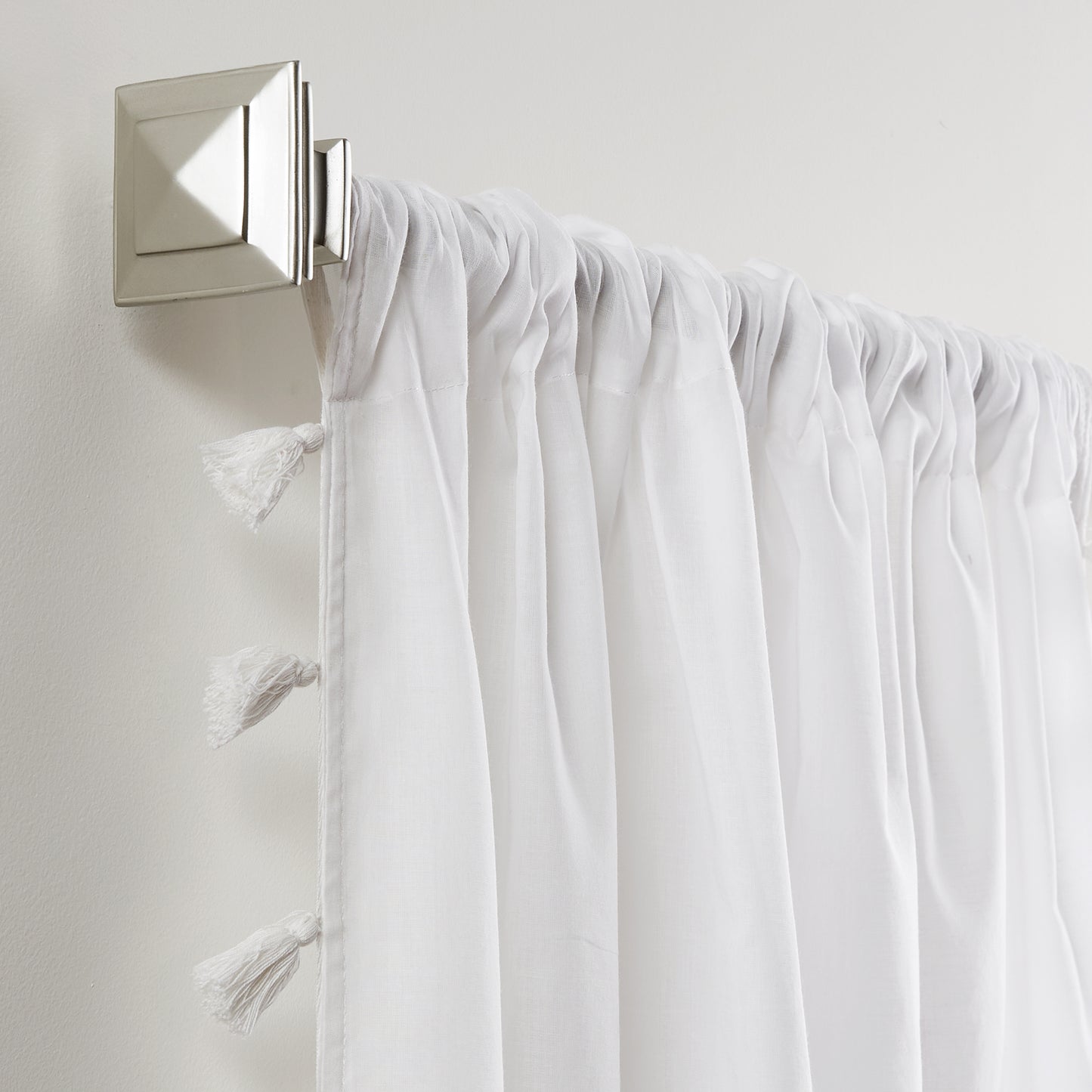 Bianca Semi-Sheer 100% Cotton Window Curtain with Tassels