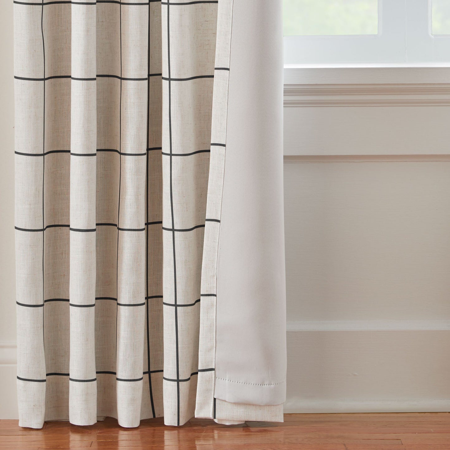 Brighton Windowpane Plaid Blackout Window Curtain Panel-Elrene Home Fashions