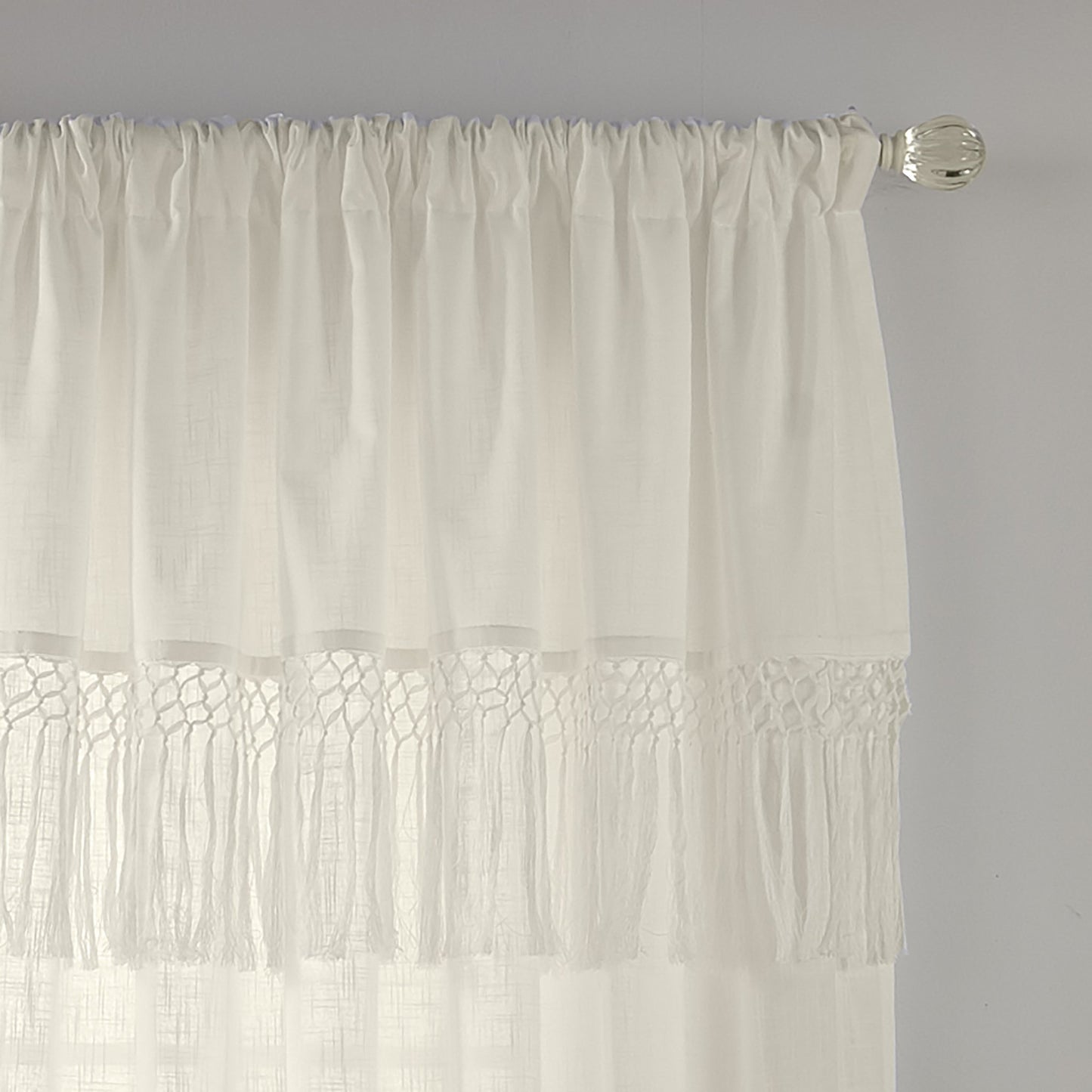 Calypso Macramé Tassel Semi Sheer Window Curtain-Elrene Home Fashions