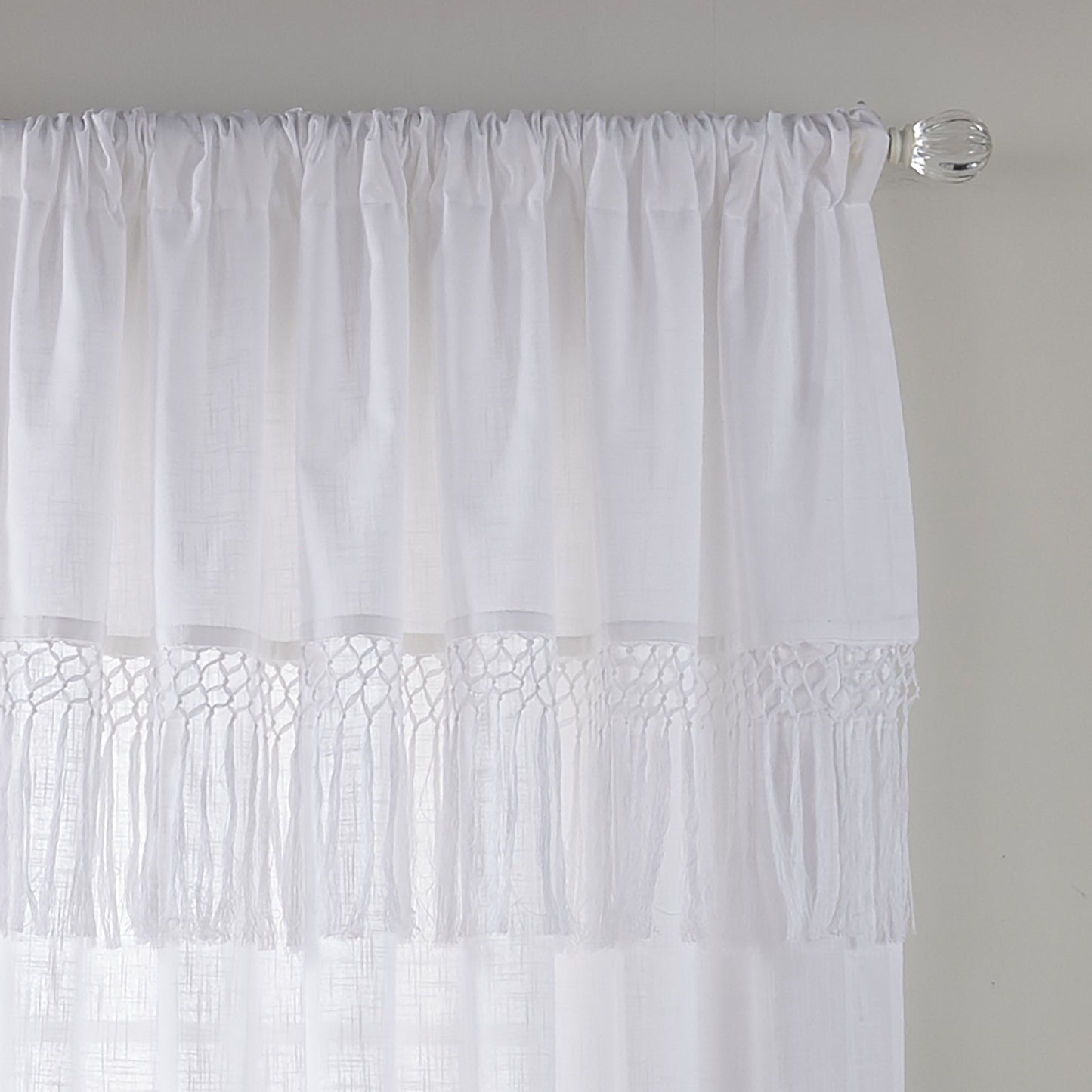 Calypso Macramé Tassel Semi Sheer Window Curtain-Elrene Home Fashions