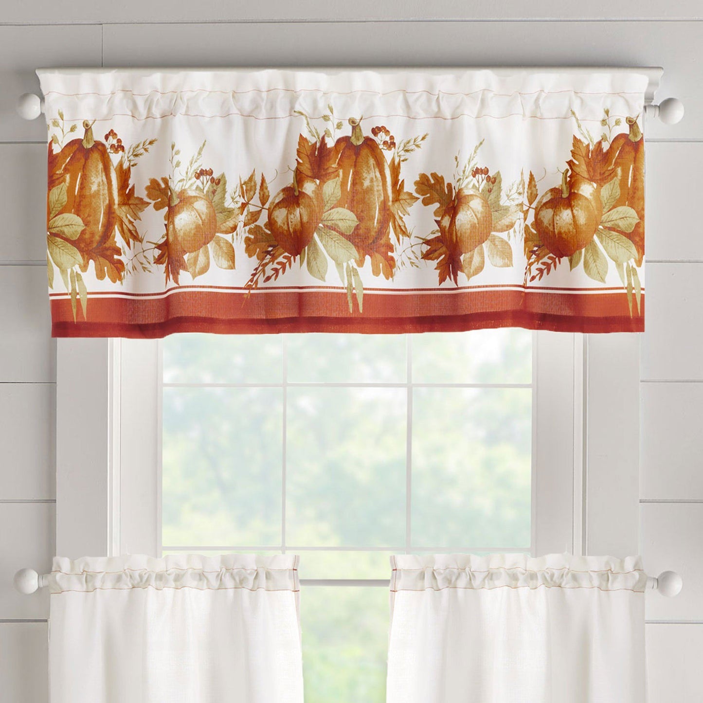 Autumn Pumpkin Grove Fall Tier Set and Valance-Elrene Home Fashions