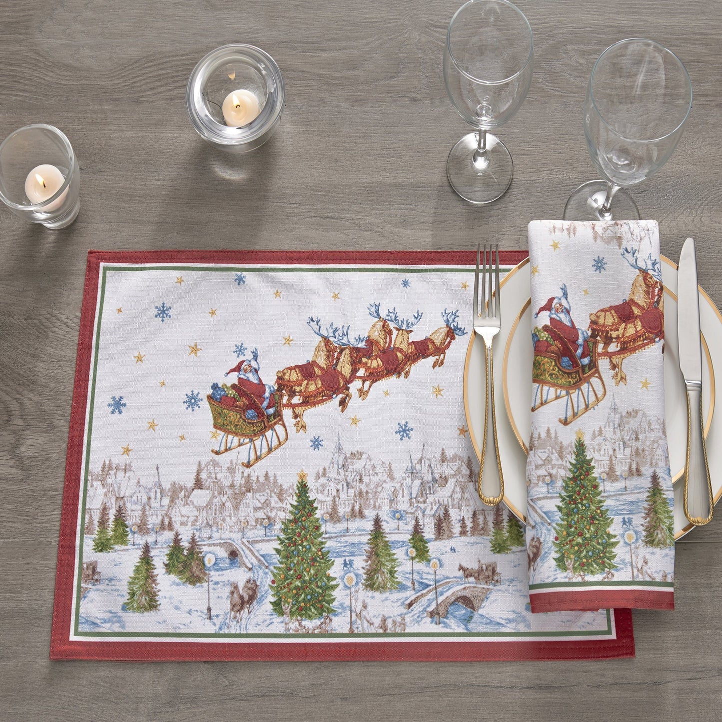 Santa’s Snowy Sleighride Napkins, Set of 4