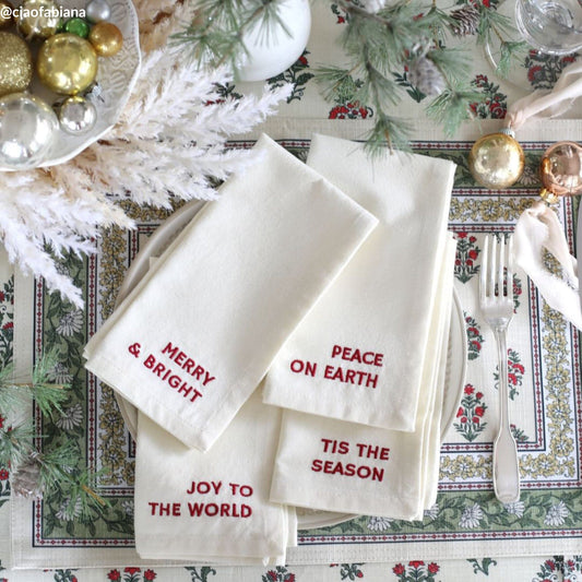 Servilletas bordadas Joyful Sentiment, juego de 4
