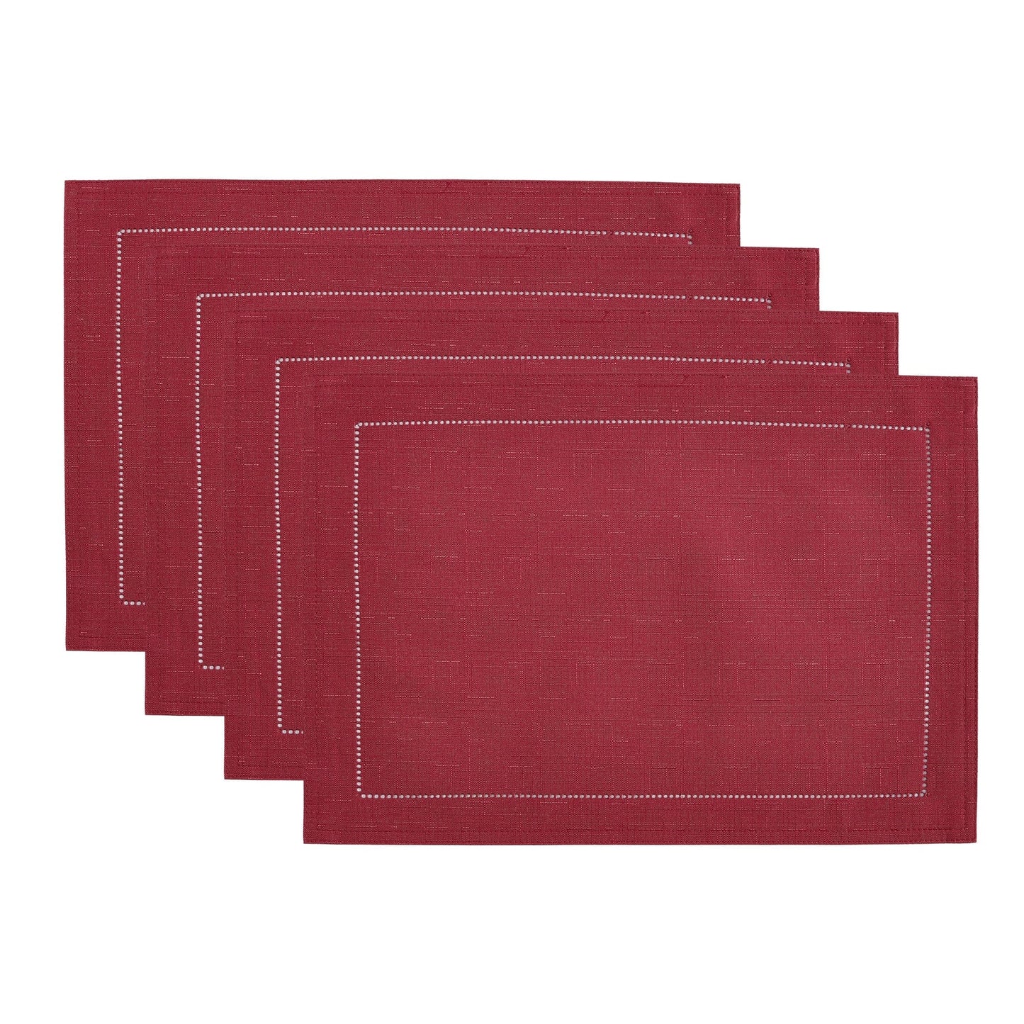 Manteles individuales de tela con borde perforado y ojales Alison, juego de 4