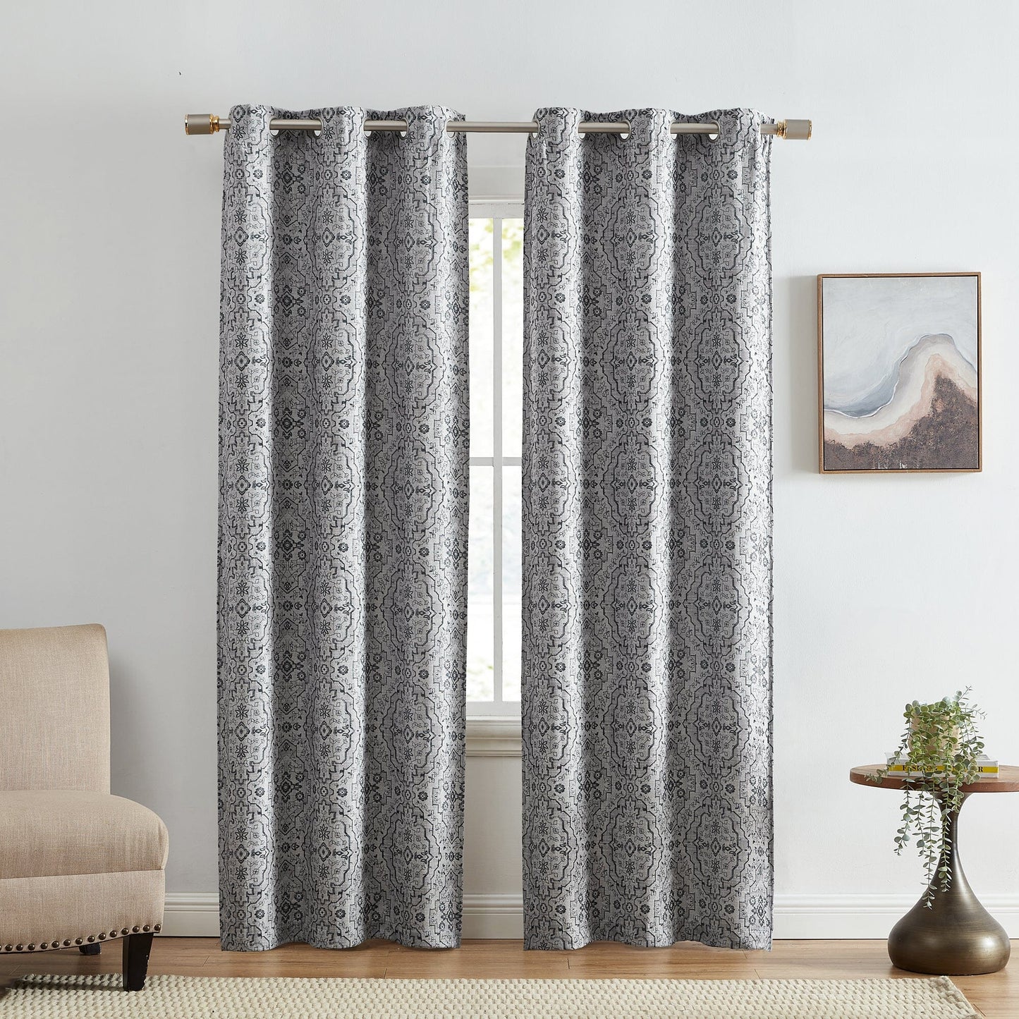 Berber Ikat Print Blackout Window Curtain Panel, Set of 2