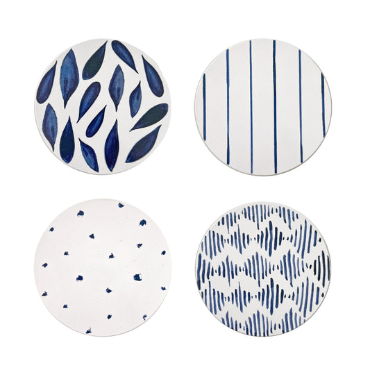 Lenox Blue Bay Round Cork Coasters, Set of 4
