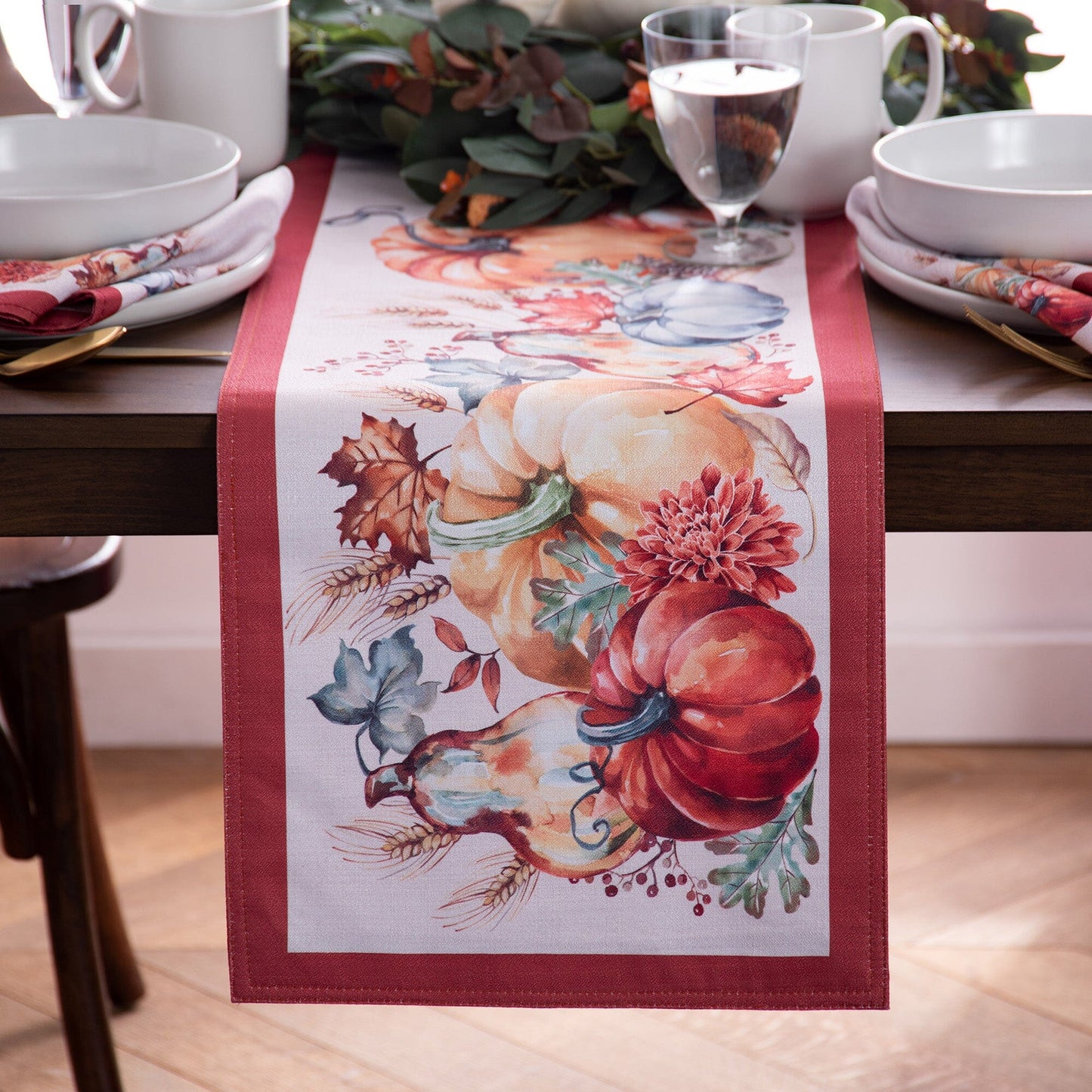 Botanical Harvest Pumpkin Engineered Table Runner