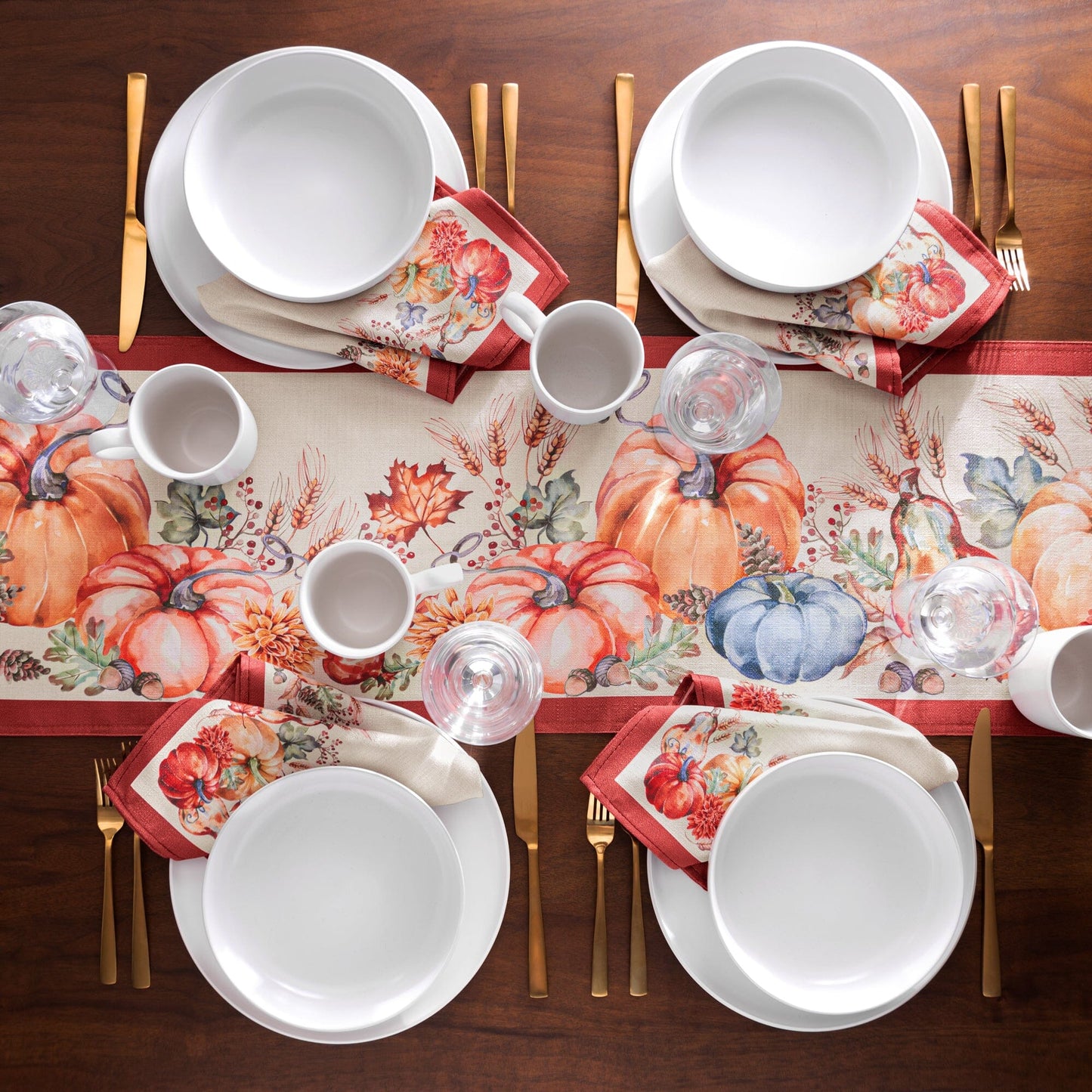 Botanical Harvest Pumpkin Engineered Table Runner