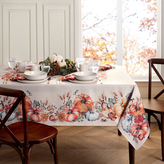 Botanical Harvest Pumpkin Engineered Tablecloth