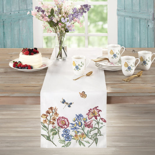 Lenox Butterfly Meadow Embroidered Garden Runner