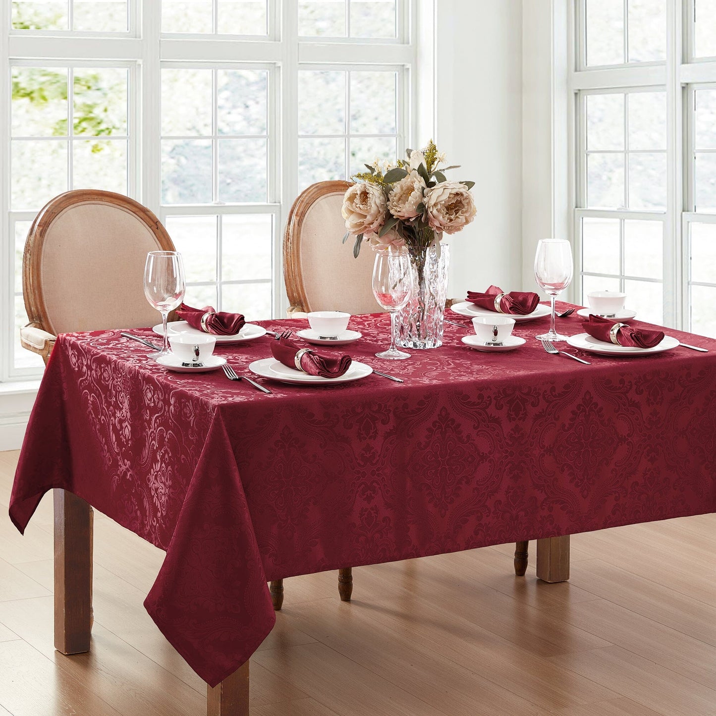 Caiden Elegance Damask Water and Stain Resistant Tablecloth