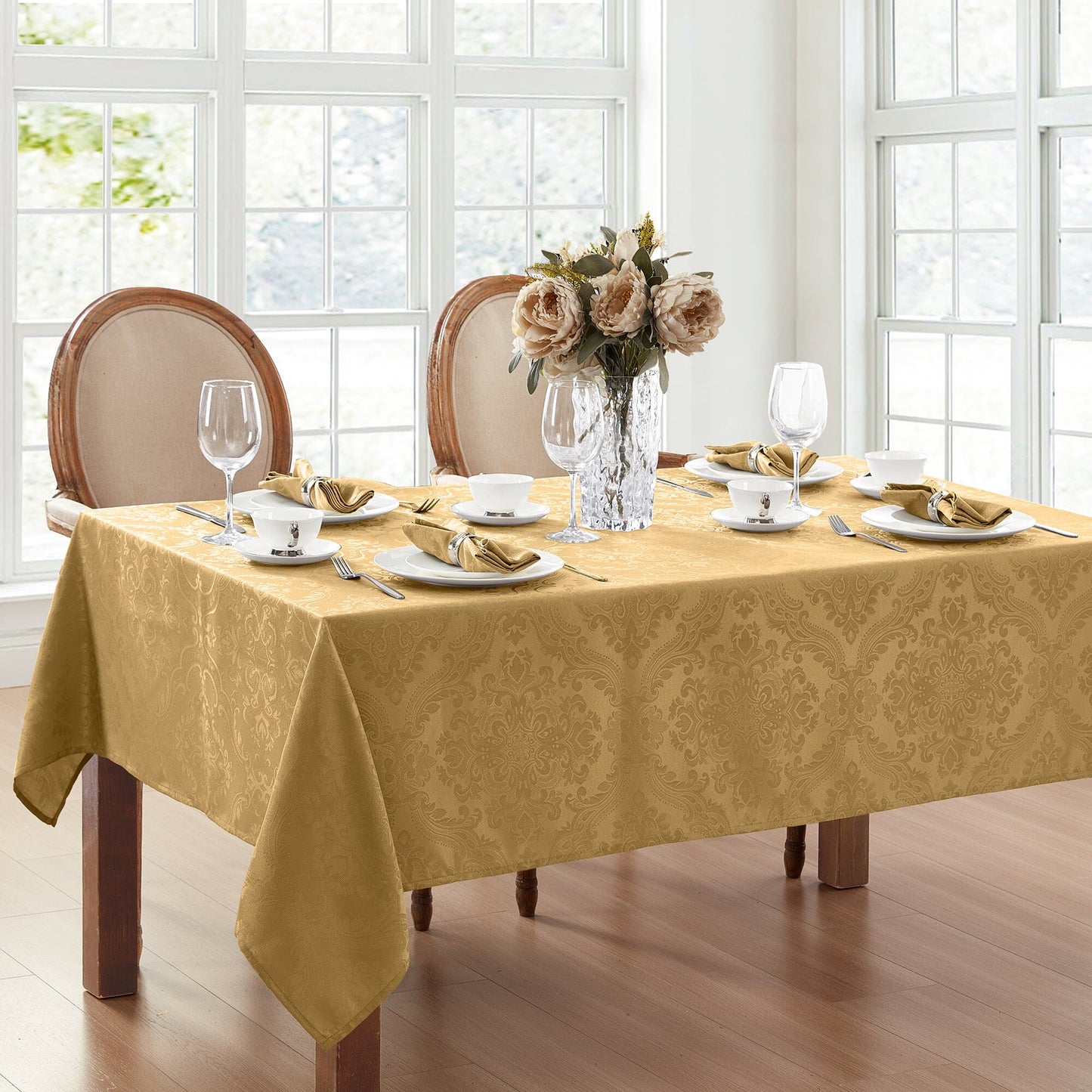 Caiden Elegance Damask Water and Stain Resistant Tablecloth