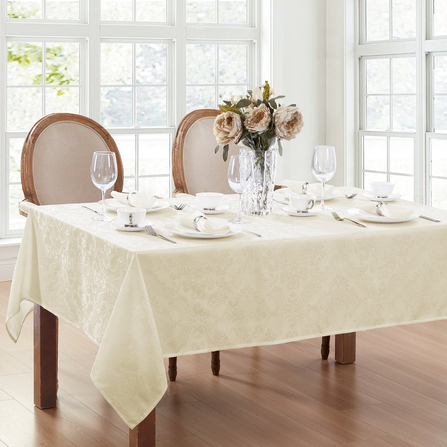 Caiden Elegance Damask Water and Stain Resistant Tablecloth