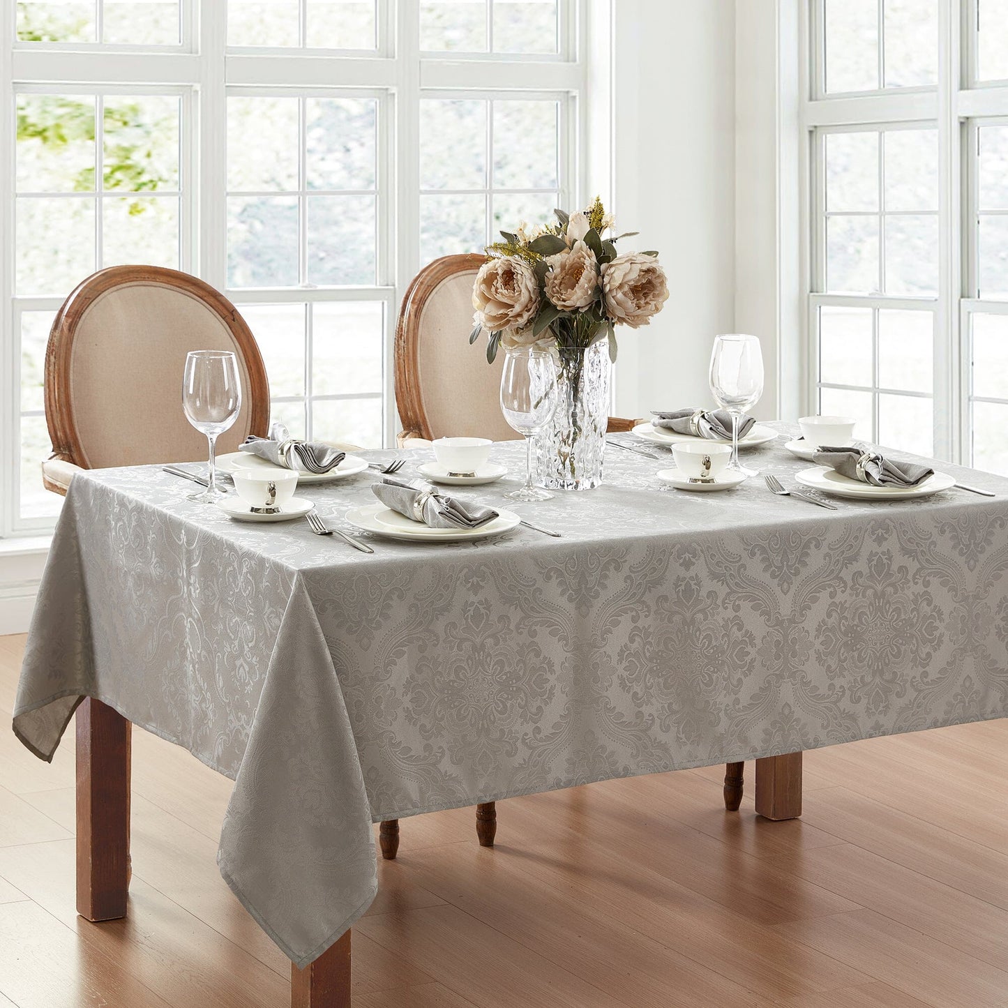 Caiden Elegance Damask Water and Stain Resistant Tablecloth