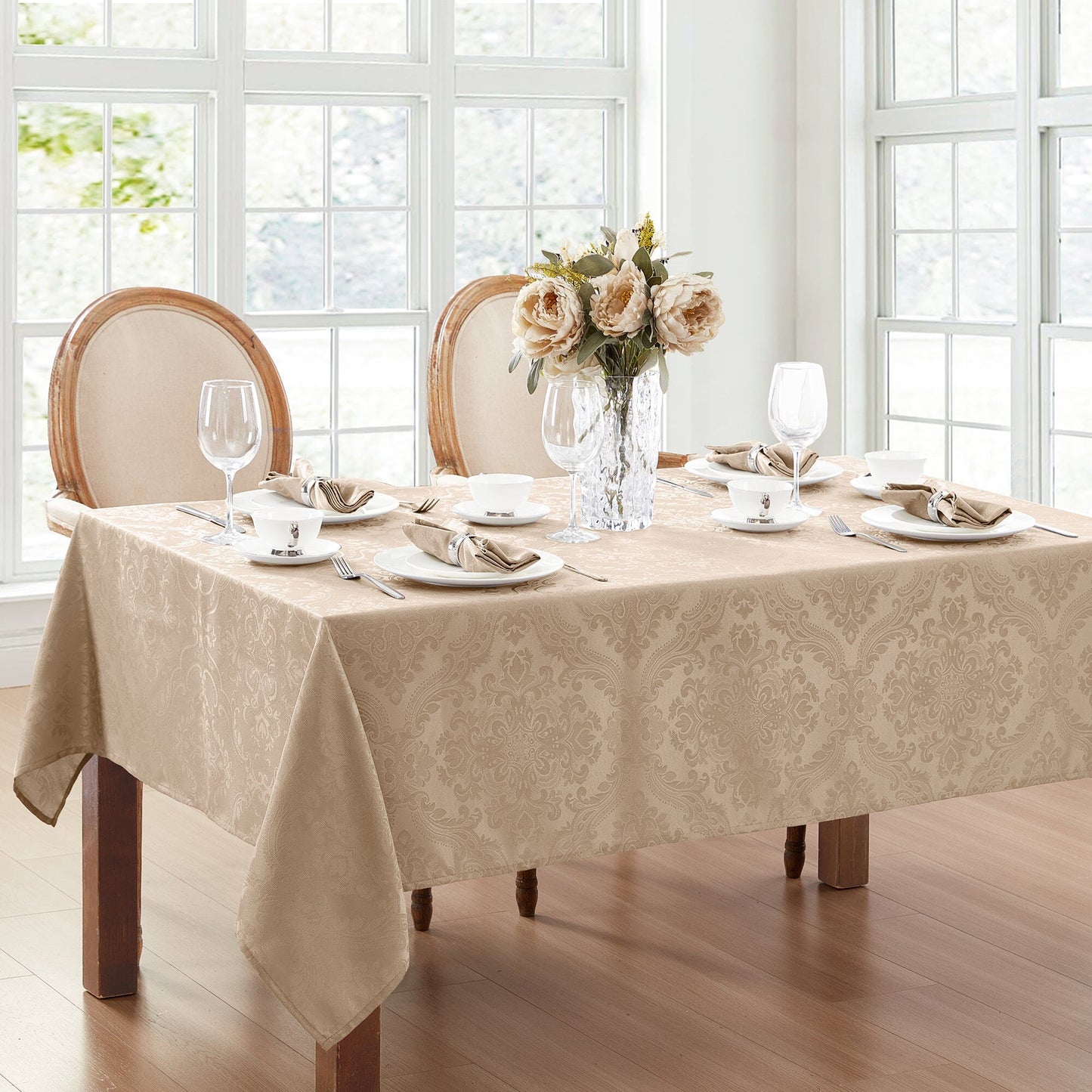 Caiden Elegance Damask Water and Stain Resistant Tablecloth