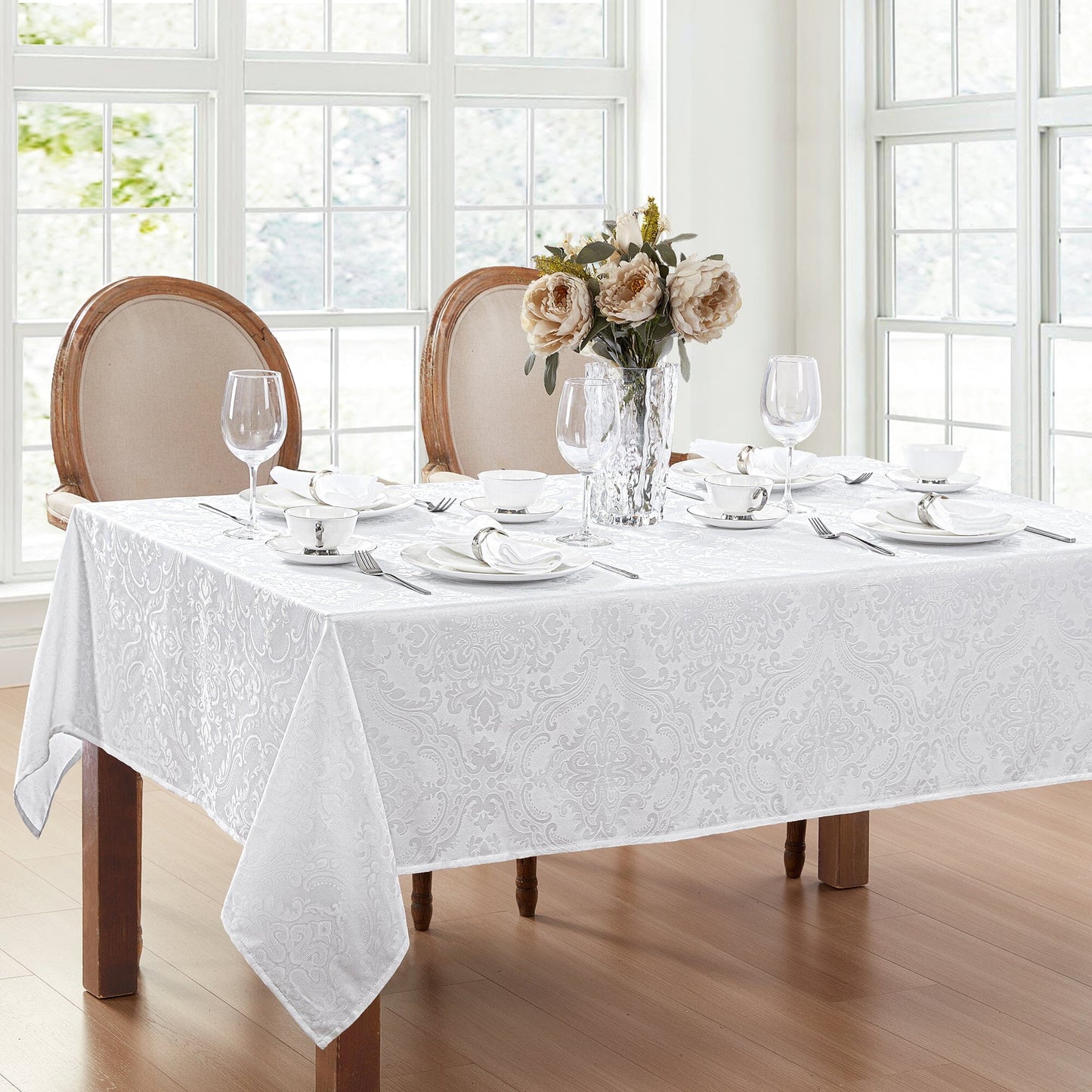 Caiden Elegance Damask Water and Stain Resistant Tablecloth