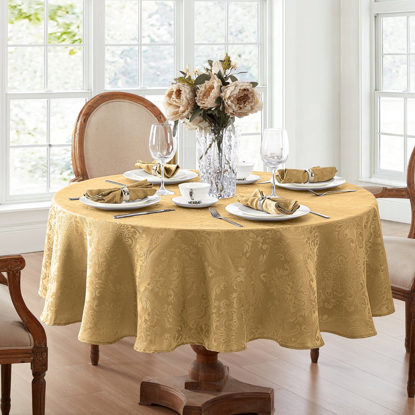 Caiden Elegance Damask Water and Stain Resistant Tablecloth