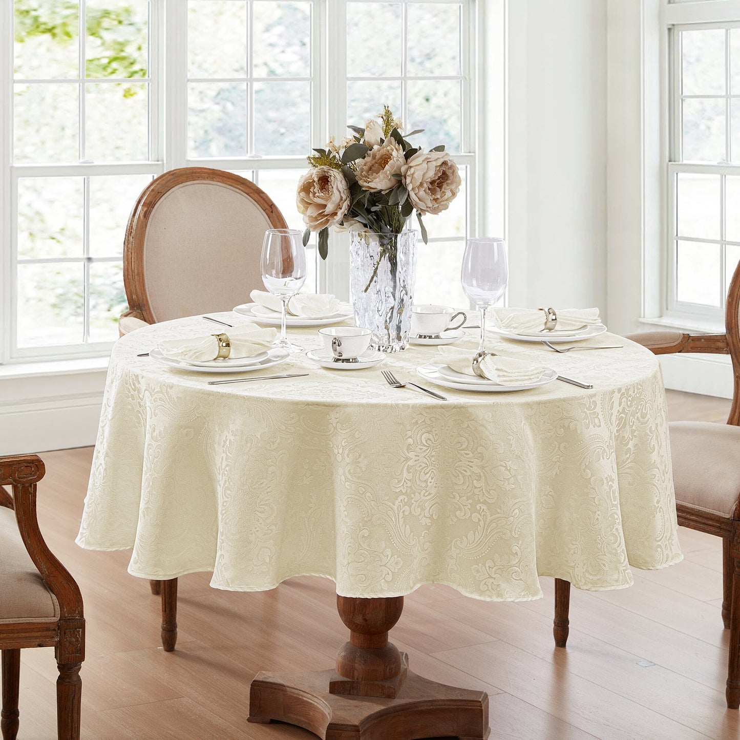 Caiden Elegance Damask Water and Stain Resistant Tablecloth