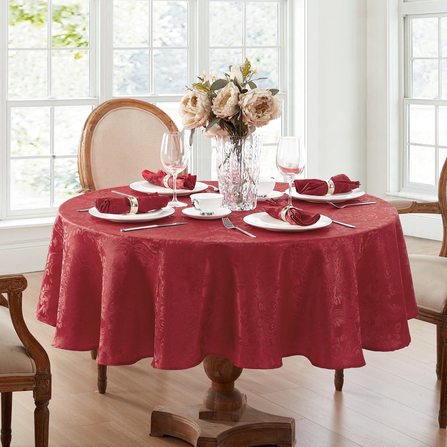 Caiden Elegance Damask Water and Stain Resistant Tablecloth