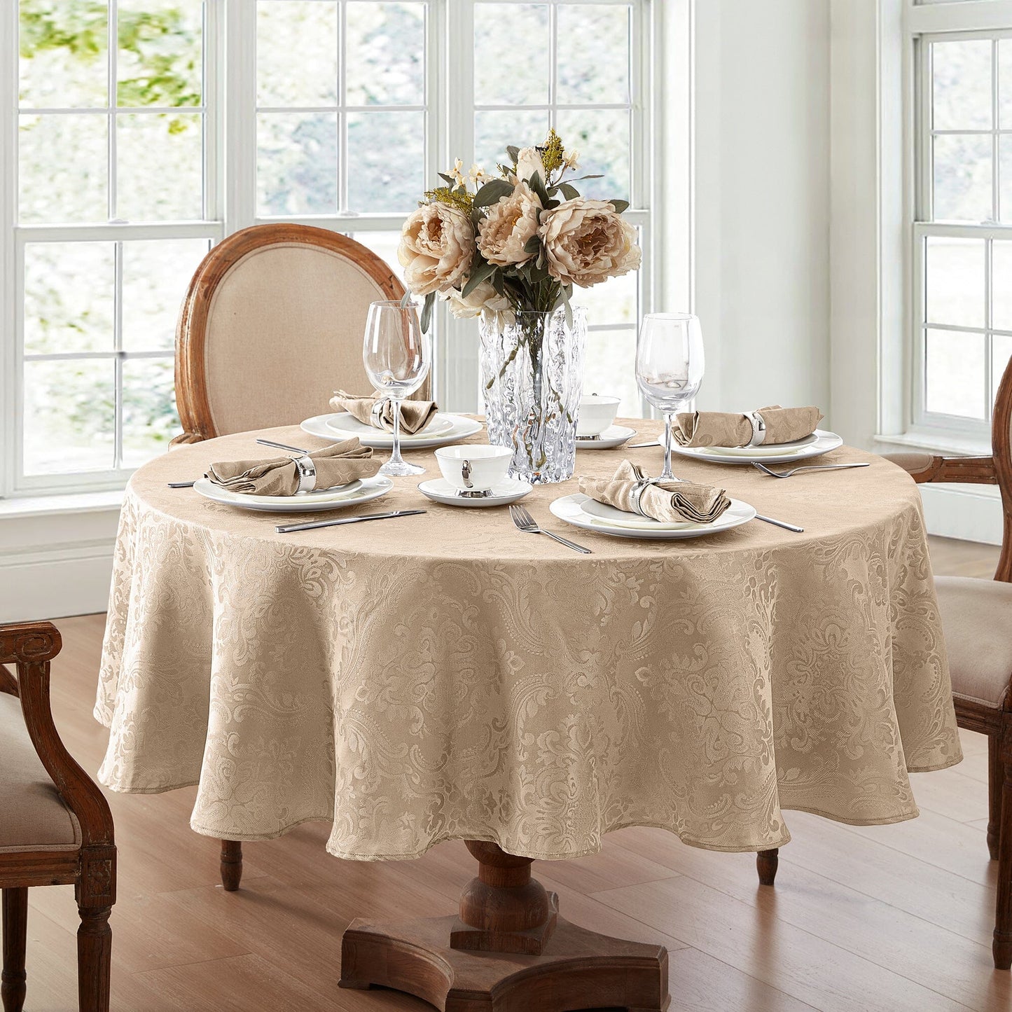 Caiden Elegance Damask Water and Stain Resistant Tablecloth