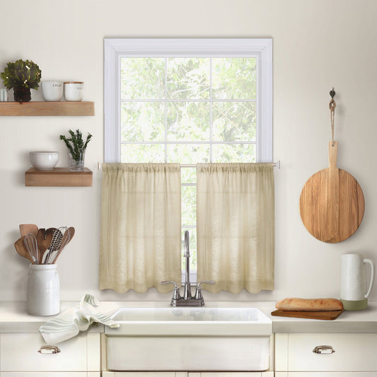 Cameron Linen Rod Pocket Kitchen Tier and Valance Collection