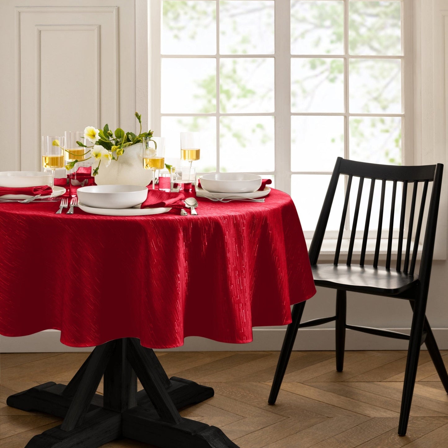 Continental Solid Texture Water and Stain Resistant Tablecloth