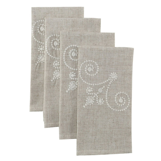 Lenox French Perle Linen Embroidered Napkins, Set of 4