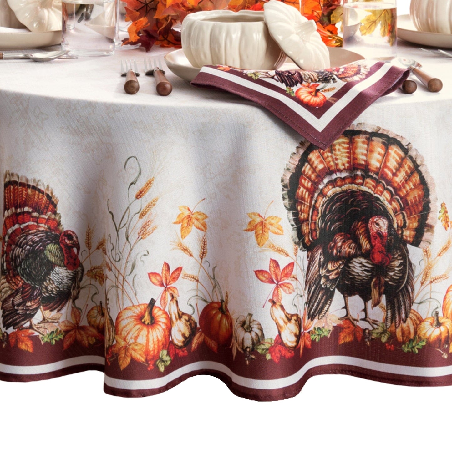 Autumn Heritage Turkey Engineered Tablecloth – Elrene Home Fashions