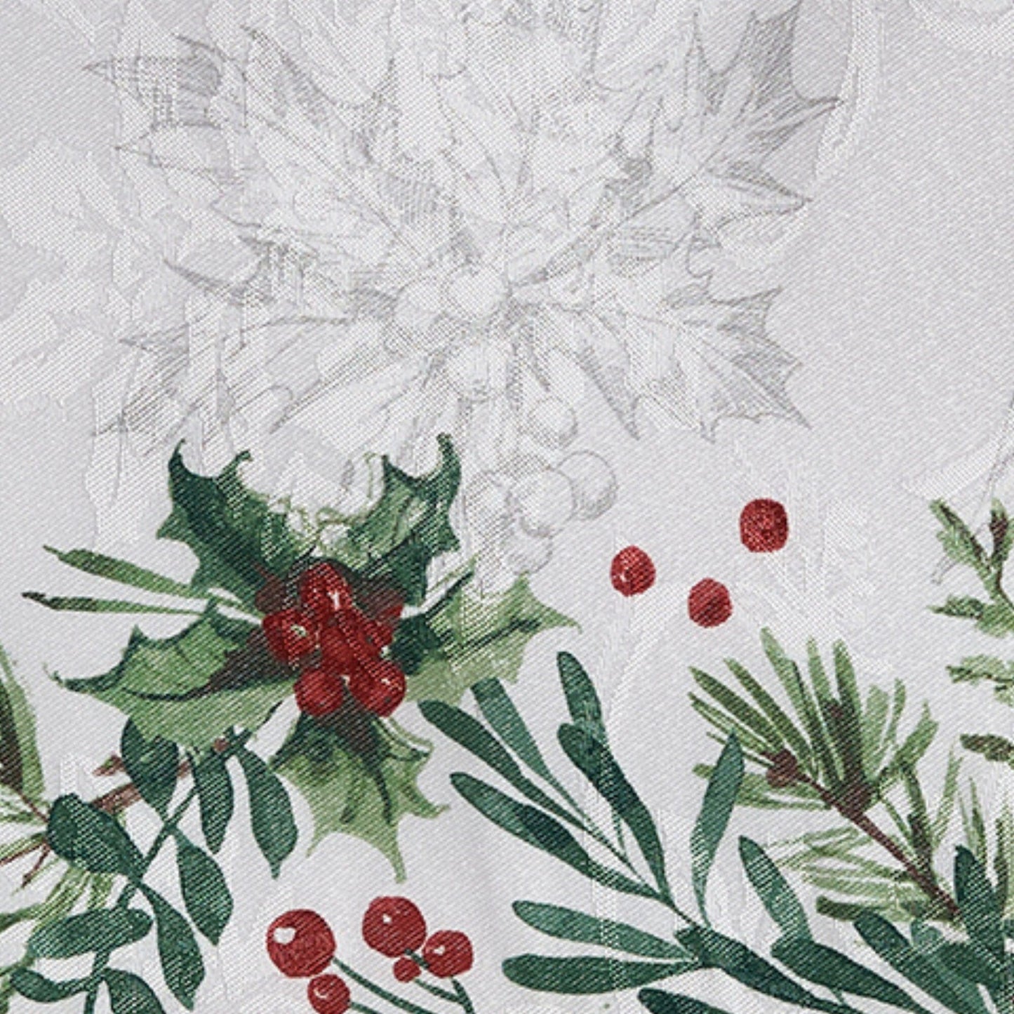 Holly Berry Flourish Holiday Fabric Table Runner