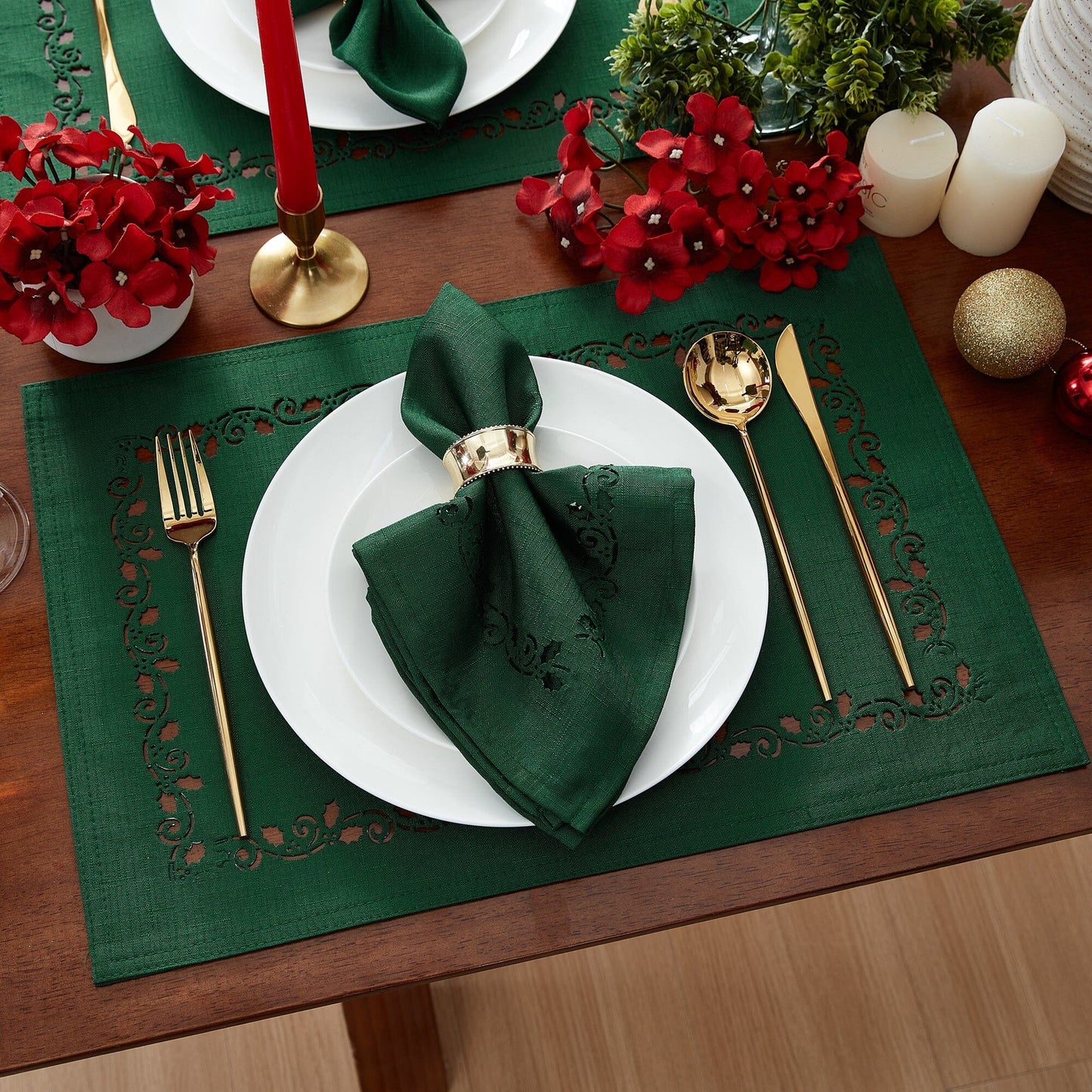 Holly Scroll Laser Cut Placemats, Set of 4