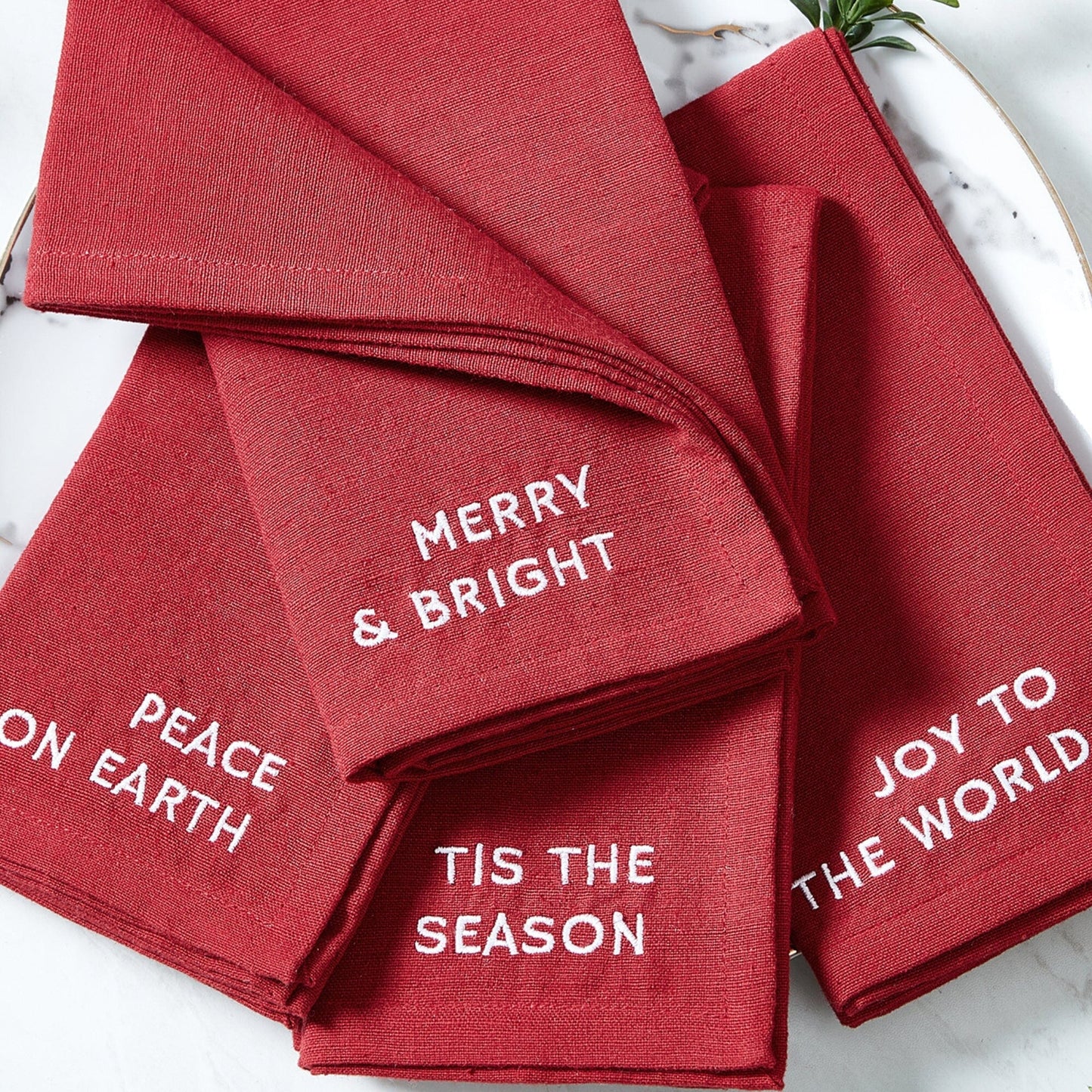 Joyful Sentiment Embroidered Napkins, Set of 4