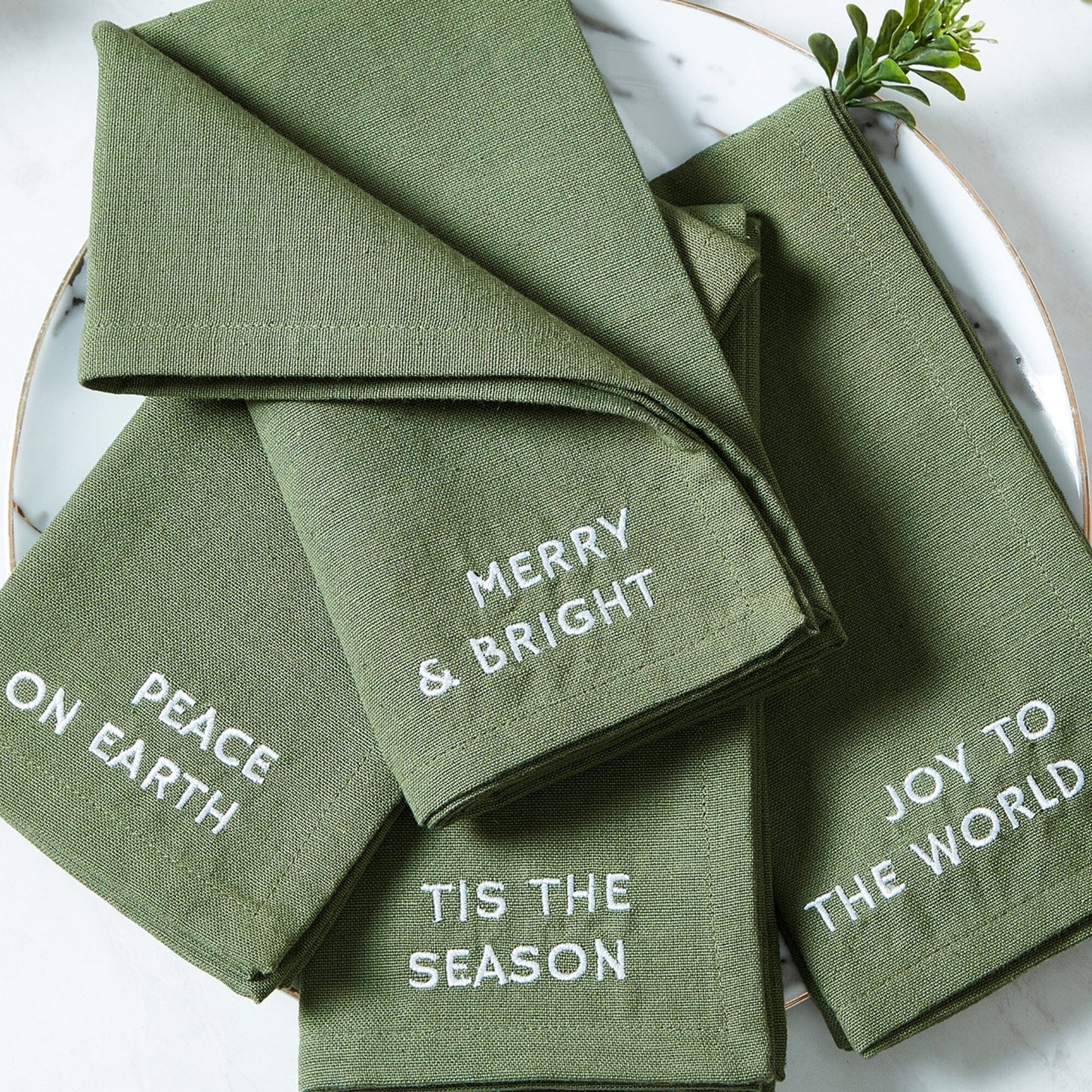 Joyful Sentiment Embroidered Napkins, Set of 4