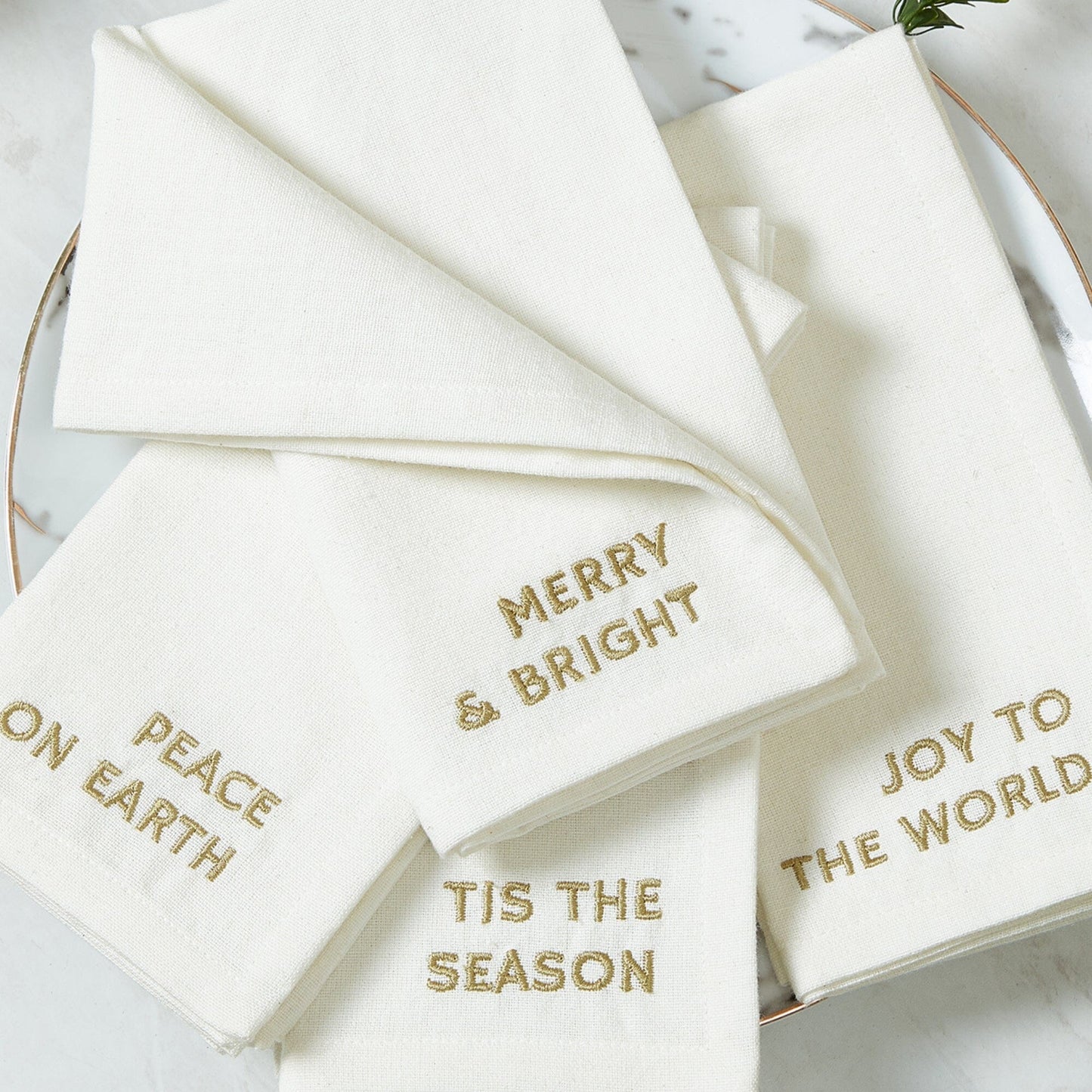 Joyful Sentiment Embroidered Napkins, Set of 4